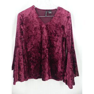 New Directions Whimsigoth Medium Shirt Velveteen Burgundy Bell Sleeve Witchy